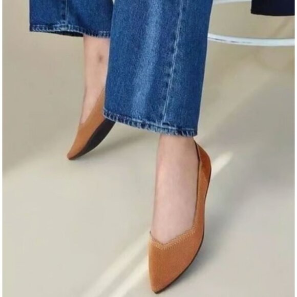 Rothy's Shoes - Rothys The Point Flats Ballet Slip On Woven Casual Shoe Fawn Brown 10